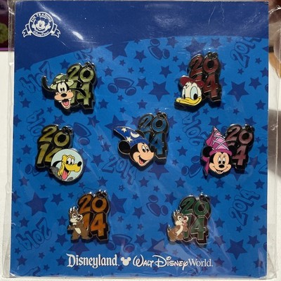 Disney 2014 Pin Set - 7 pins- Mickey Minnie Goofy Pluto Chip Dale