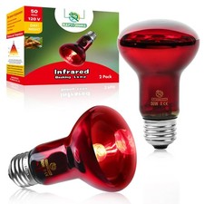 REPTI HOME Infrared Reptile Heat Lamp Bulbs,2 PCS 50W Red Bulb 50w-2pcs
