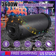 Portable 4" Bluetooth Speaker Wireless Stereo Bass Sound USB FM TWS AUX w/ Strip