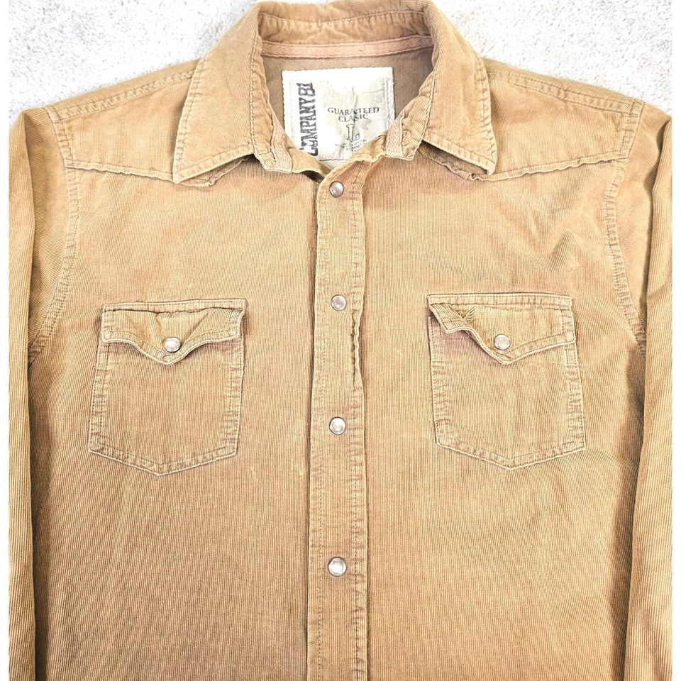 Company 81 Men's Corduroy Western Pearl Snap Button Shirt Size L Tan Long Sleeve - Image 2 of 4