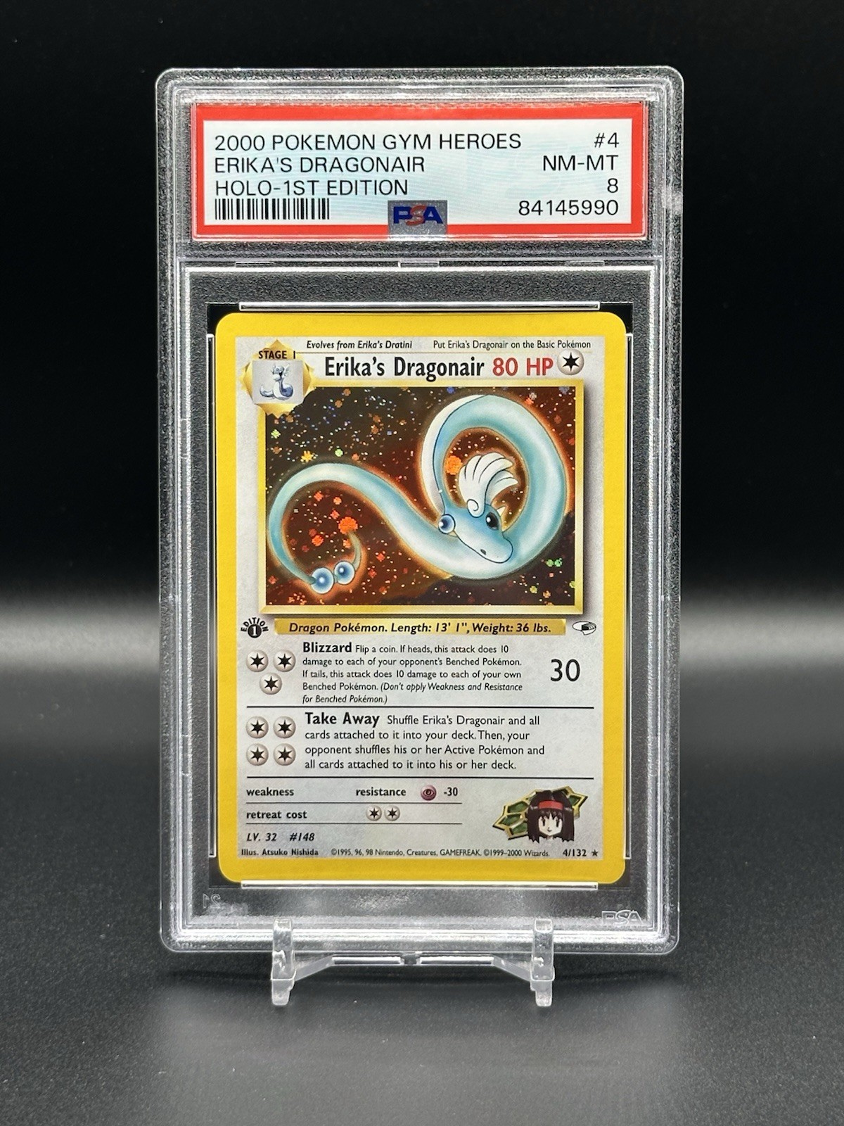Pokémon 1st Edition Gym Heroes Erika’s Dragonair Holo #4!