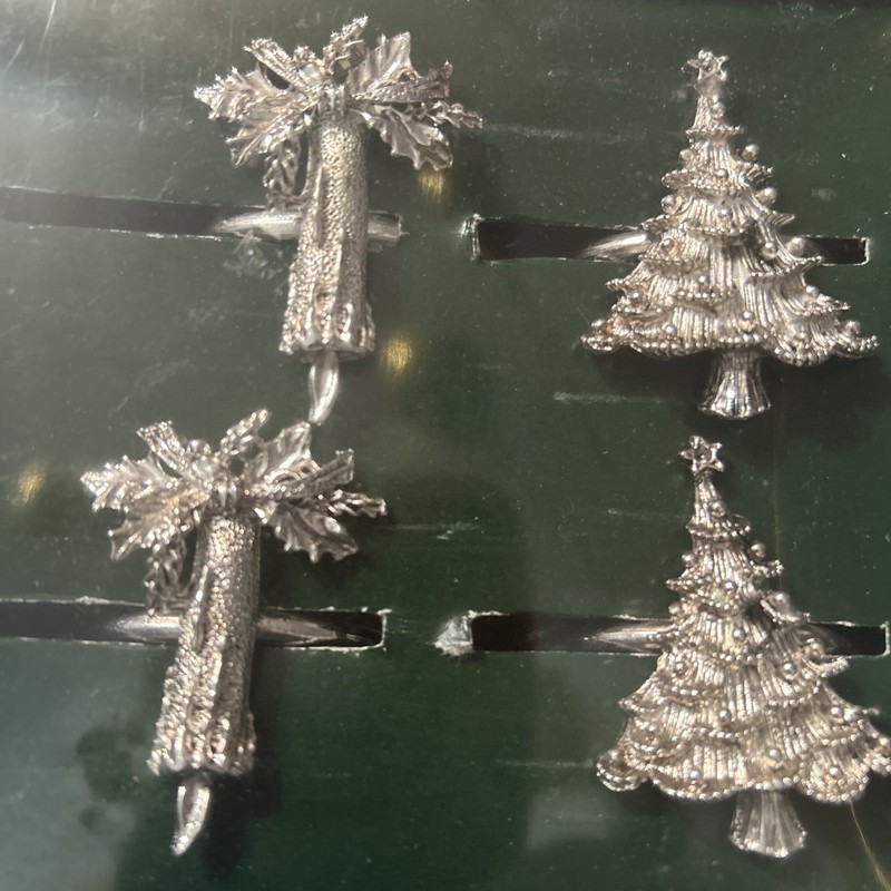 HOLIDAY NAPKIN HOLDERS SET OF 4 (2 CHRISTMAS TREES & 2 PALM TREES NEW