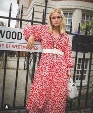 red printed smock dress topshop