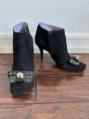 Studio Pollini Ankle Boots Suede Black Heels Size 8