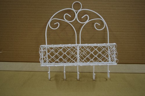 Cesta de pared cesta de flores cesta decorativa estante de pared metal 25 cm de alto x 23 cm con 5 ganchos - Imagen 7 de 16
