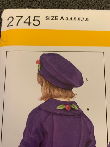 Simplicity 2745 Vintage Sewing Pattern Coat Pants & Beret Size 3 4 5 6 7 8 2008 - Picture 2 of 4