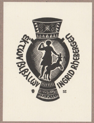 Exlibris - PETER WOLBRANDT - For Ingrid Rhebergen -Unsigned - Grecian Style Urn