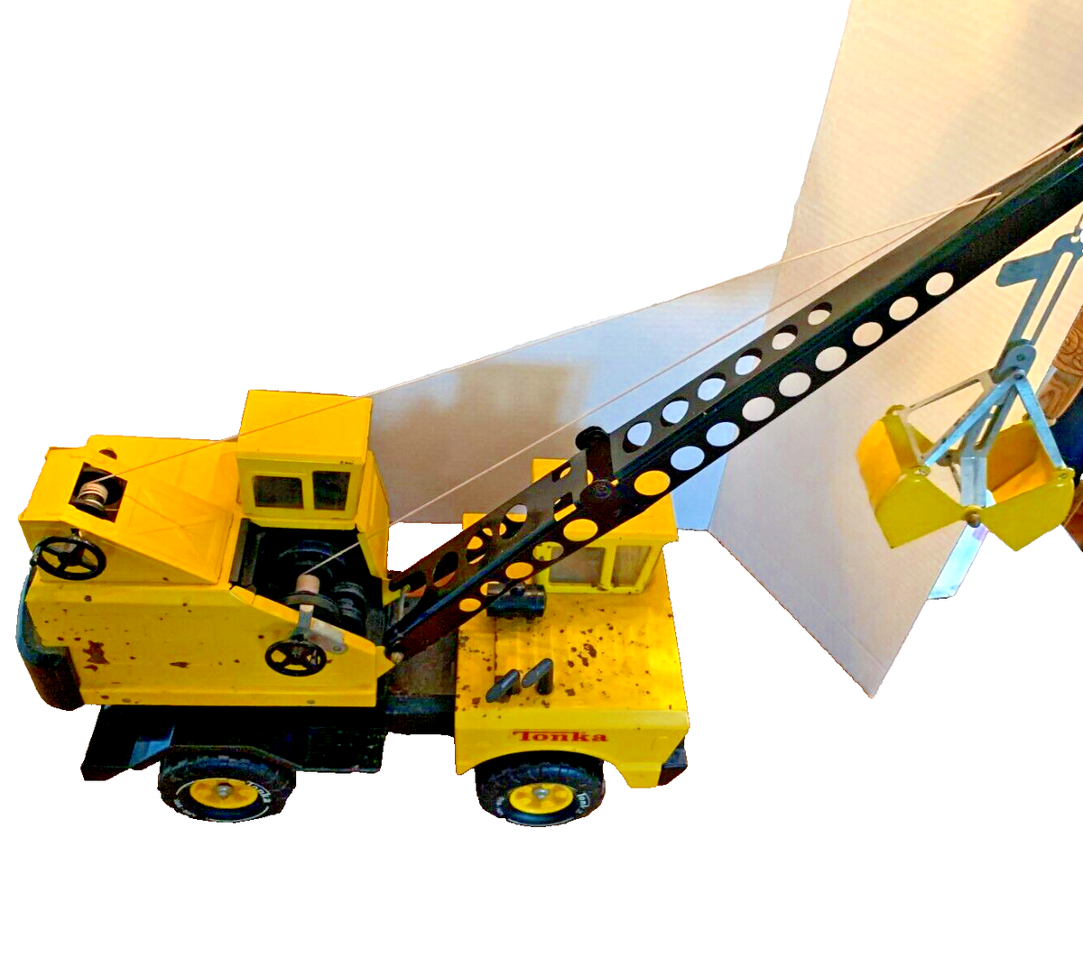 Vintage 1970's Mighty Tonka Mobile Crane Truck w/ Clam Bucket