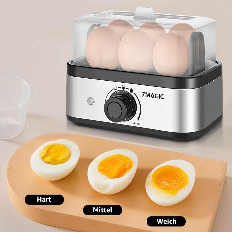 7MAGIC Eierkocher für 6 Eier Elektrisch Eikocher Automatische Abschaltung Timer