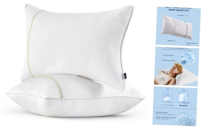 Pillows Set of Hotel Pillows Size Pack, Fluffy Twin Bed Queen 2 Light Khaki