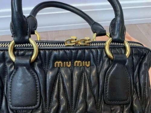 Authentic Miu Miu Nero Black Matelasse Frame Bauletto Satchel eBay