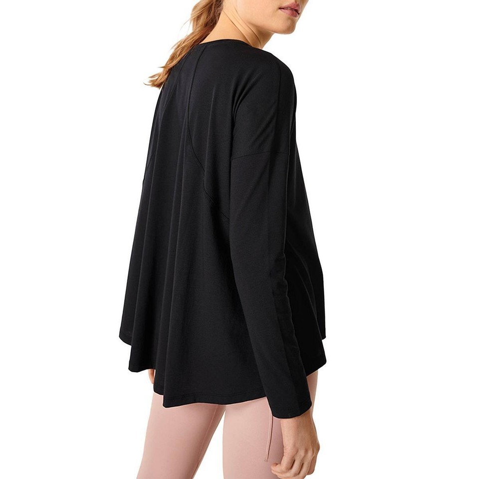 Sweaty Betty Womens Easy Peasy Black Sheer Tee Pullover Top Shirt XXS