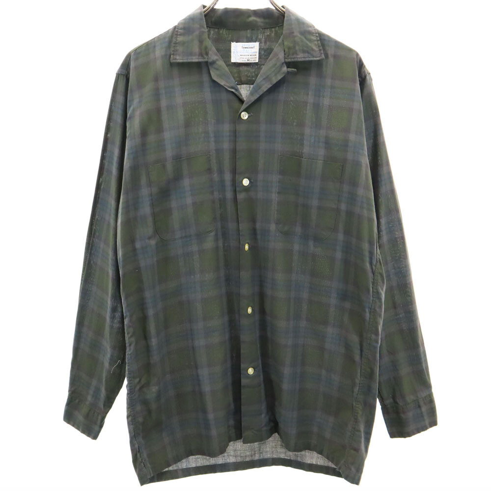 PENNEYS 60s Towncraft Vintage Open Collar Check Pattern Long