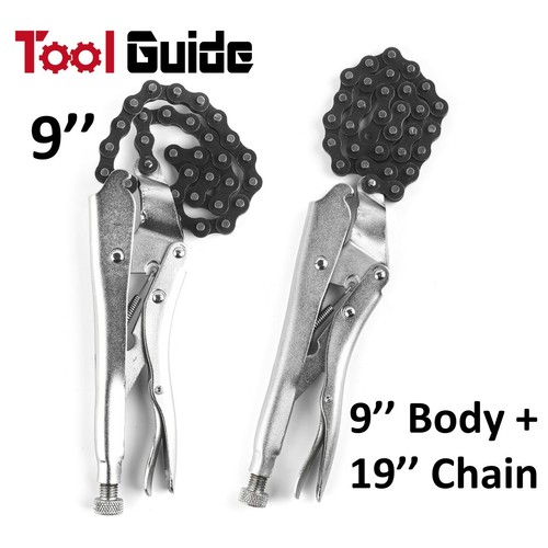 4pc HD Flat Jaw + Chain Clamp Vise Locking Pliers Filter Pipe Wrench Oil 9'' - Picture 2 of 6