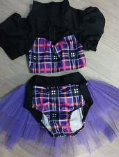 Dance Costume Two Piece Purple Black Plaid Child Small Tutu Bustle Performance
