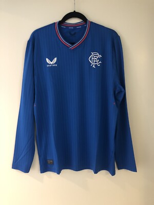 Glasgow Rangers FC Home L/S Soccer Jersey Shirt 23/24 Castore Pro Issue EU Large