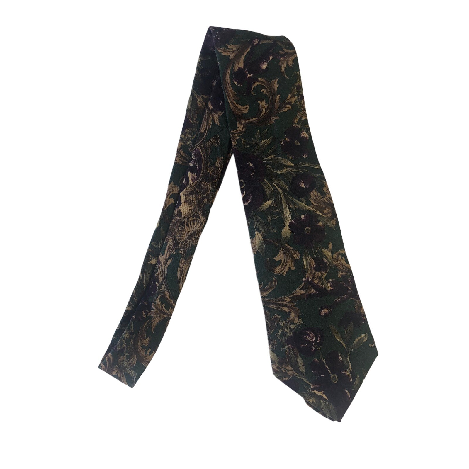 Izod men's neck tie Green Purple Floral pattern silk career wear Rayon