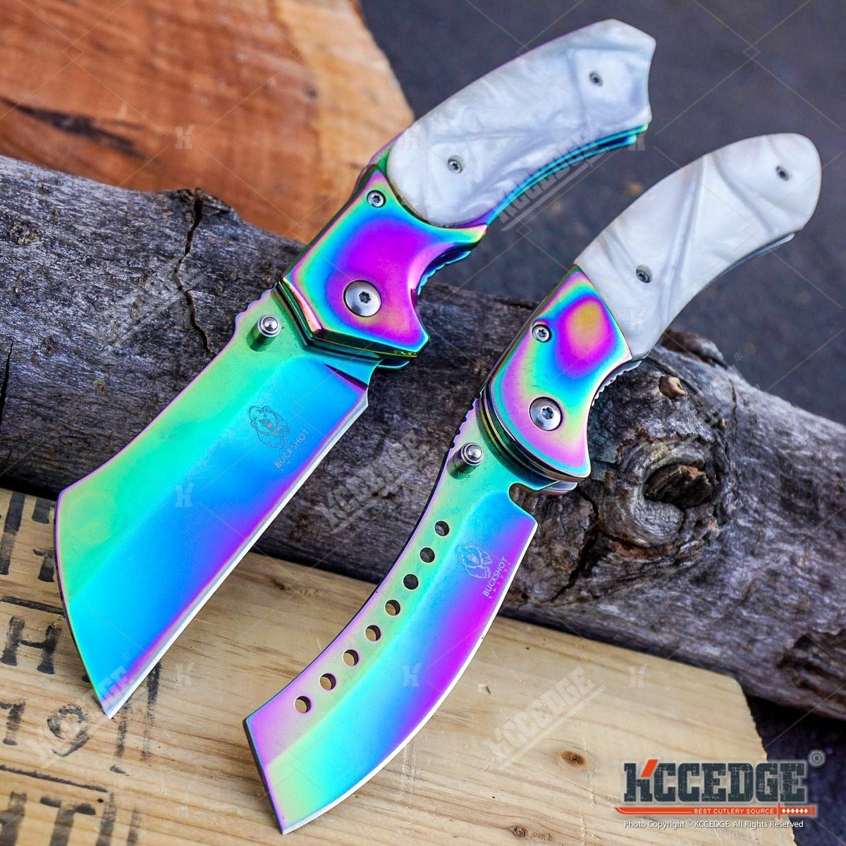 【ダブルシークレット】激レア 600%& Rainbow二つのLiilaセット 2 PC Pearlized Rainbow Set BUCKSHOT CLEAVER + CLEAVER SHAVER STYLE