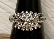Brilliant Tiny Cubic Zirconia Flower Sterling Silver Filled Fashion Ring Sz 8