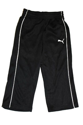 Boys PUMA Jogger Black Kids Elastic Waist Long Pants Neon Sweatpants Sz 2T  NEW