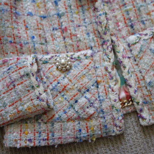 Giacca floreale multi tweed Edward Achour Paris taglia 36 US S - Foto 10 di 12