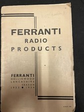 FERRANTI RADIO PRODUCTS CATALOGUE AUGUST 1933 RARE