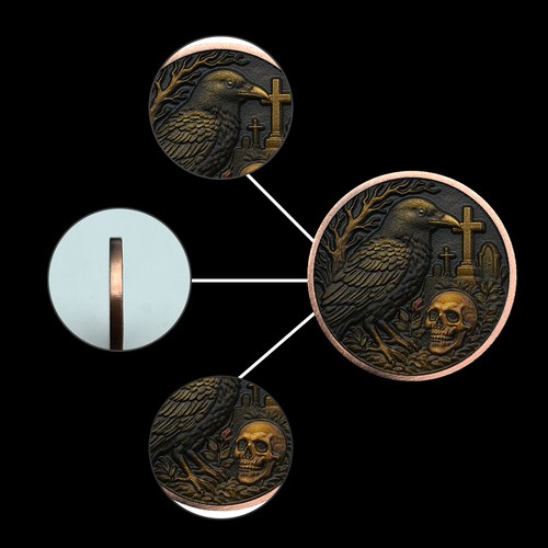 Dios de la muerte, MEMENTO MORI aleación de zinc oro rosa moneda conmemorativa recuerdos - Imagen 8 de 10