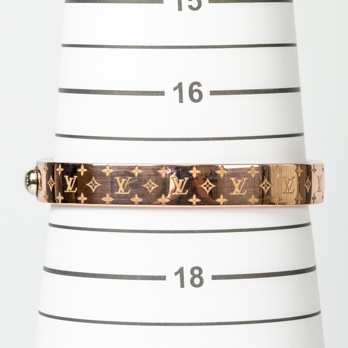 LOUIS VUITTON Nanogram Cuff Pink Gold Tone Bracelet M00254