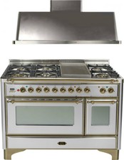 Ilve Um120fdmpiy Majestic 48 Pro Dual Fuel Gas Range Oven Hood Kitchen Package
