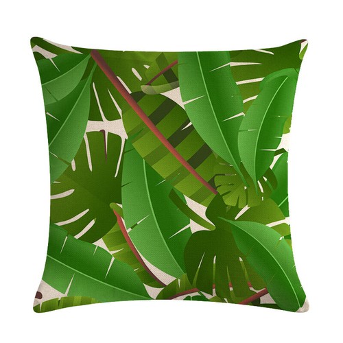 18" Cojines Realistic Jungle Vivid Leaves Couch Burlap Pillow Case Cushion Cover - Picture 36 of 66