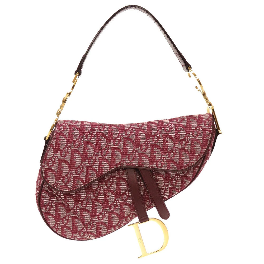 AUTHENTIQUE Christian Dior Trotter Sac A Main Toile Bordeaux 0123