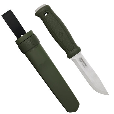 Morakniv Garberg in grün mit Edelstahlklinge, Polymerscheide und Lederschlaufe