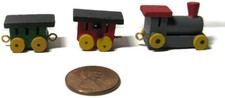 Vintage Miniature Wood 3 piece Train for Crafting