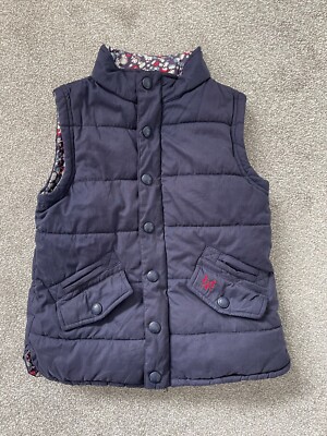 GEBRAUCHTE MÄDCHEN CREW ÄRMELLOSE JACKE WESTE 6 JAHRE MARINE BLUMENMUSTER