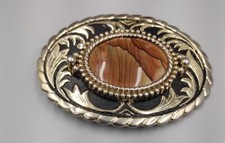 Vintage Agate Gold Tone Western Belt Buckle