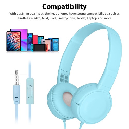 HD Sound 3.5mm Wired Headphones Over Ear Headset Bass HiFi Sound Music Stereo - Picture 2 of 12