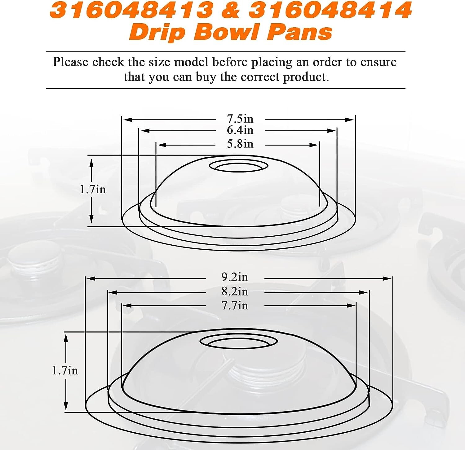 Stove Drip Pan Electric Burner Covers Top Bowl Pan for Frigidaire