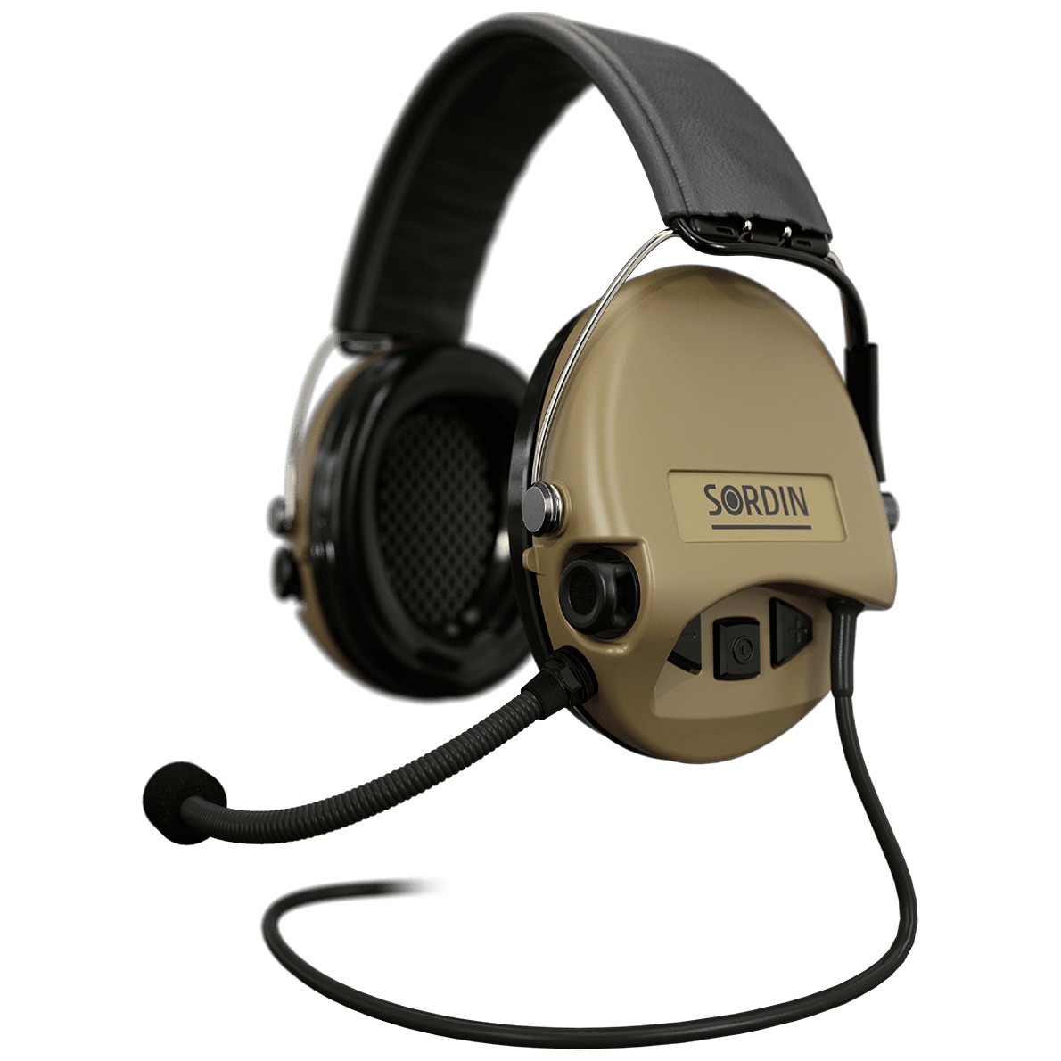 Sordin Supreme MIL CC Gehörschutz Militär Nexus-Downlead, Leder-Band beige Cups