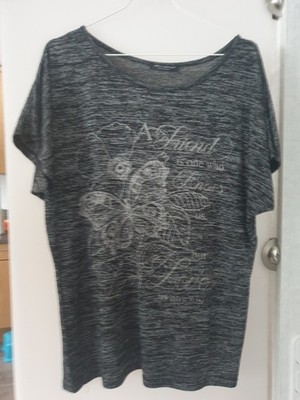 T-Shirt, schwarz- grau, Schmetterling, Emma & Giovanni  Gr. M, kurz Arm