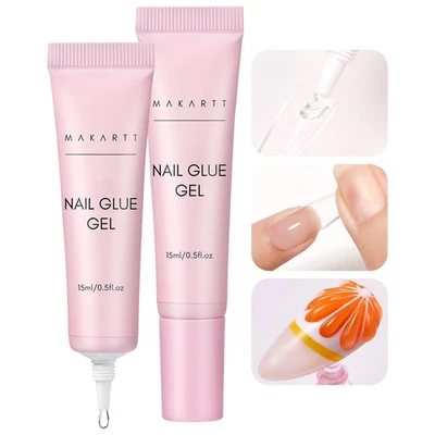 Makartt Nagelkleber Gel für Press On Nägel, Extra Starkes 3 in 1 Festes