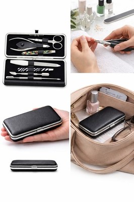 Professional Manicure & Pedicure Grooming Kit   8 Piece Stainless Steel Nail Car