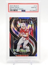 DRAKE MAYE 2024 SELECT PREMIER ROOKIE RED & BLUE SHOCK PRIZM #113 PSA 10 Q0004