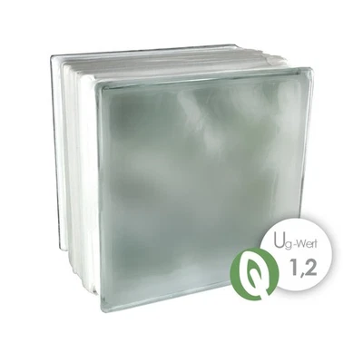 FUCHS DESIGN Fuchs THERMO BLOCK Glasbaustein Wolke weiß zweiseitig satiniert, U-Wert 1,2