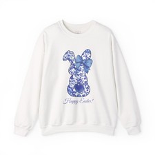Blue Bunny Bow Happy Easter Unisex Heavy Blend  Crewneck Sweatshirt