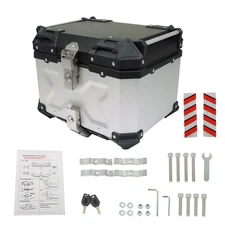 Silver Motorcycle Top Case Tail Box Waterproof Luggage Scooter Trunk Storage 45L
