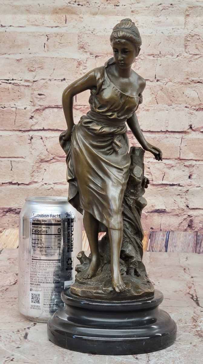 Beautiful Bronze Fair Maiden Sculpture Art Nouveau Woman Statue by