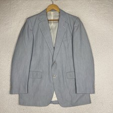 Vintage Haspel Seersucker Blazer Union Made USA Blue Pinstripe