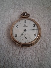 Rare Vintage 1960's Services Goldtone Pocket Watch Serviced New Crystal 482