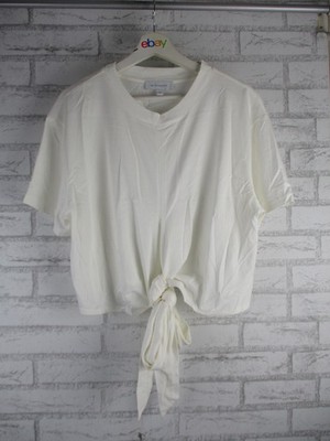 Witchery Women's Cream 100% Cotton Tie Front V-Neck Short Sleeve Top Size M