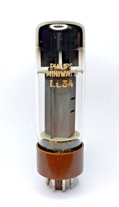 EF43 PENTODE, MESH. Eine Radioröhre von Philips Miniwatt. Glas